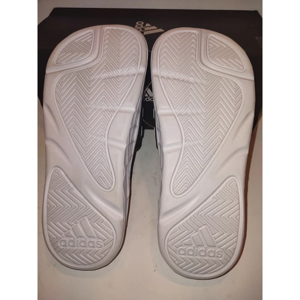 Adidas Duramo SL Slide Sandals Black White Mens Size 7 NEW NIB Athletic FY8786